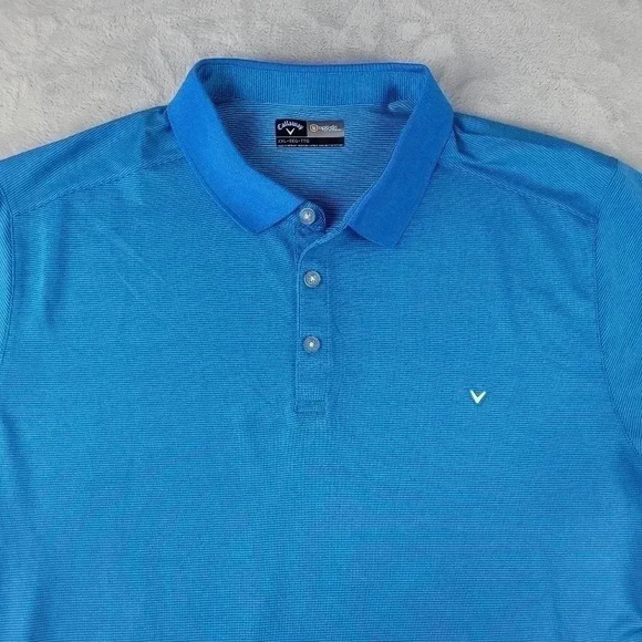 Callaway Opti-Dri Golf Polo Short Sleeve Shirt Blue Striped Sz 2XL - Picture 3 of 7